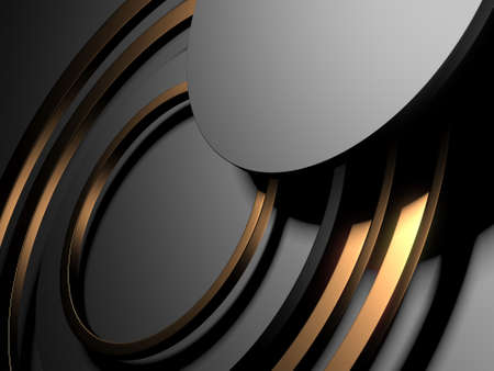 Luxury abstract background. Dark black gold. premium design mock up. 3d rendering