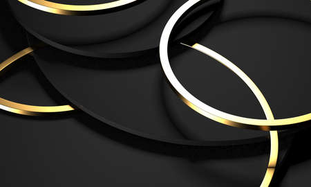 Luxury elegant background with shiny gold circle elements. 3d rendering
