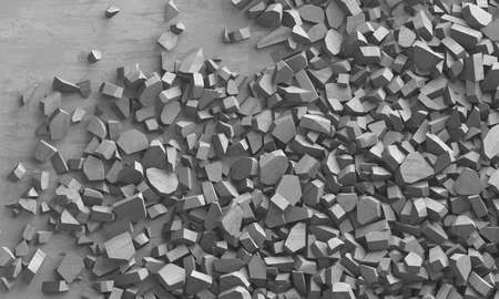 Rubble pile. Concrete stone pieces. 3d rendering