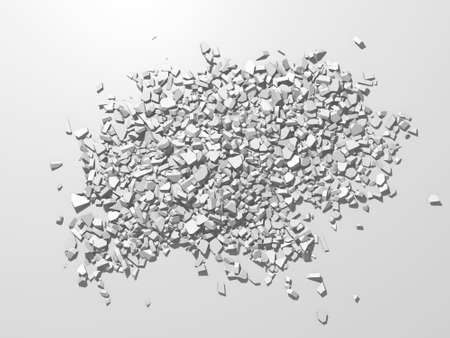 Pile of shattered white stone pieces. 3d renderingの写真素材