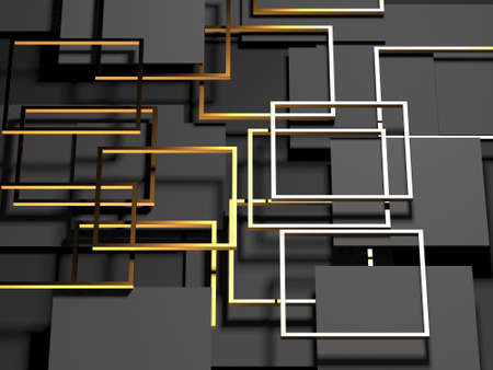 Modern abstract realistic paper with gold lines. Premium gradient geometric elements. 3d renderingの写真素材