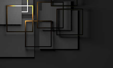 Modern abstract realistic paper with gold lines. Premium gradient geometric elements. 3d renderingの写真素材
