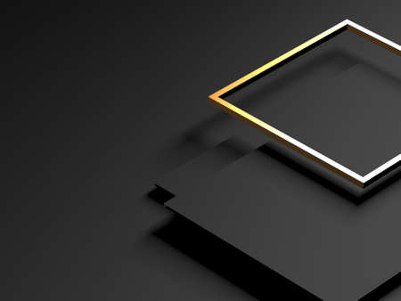 Luxury abstract background. Dark black gold. premium design mock up. 3d renderingの写真素材