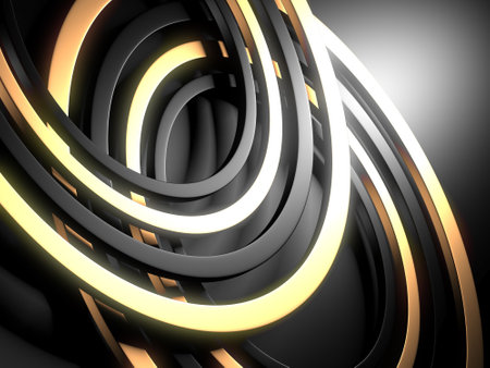 Modern abstract realistic paper with gold lines. Premium gradient geometric elements. 3d renderingの写真素材