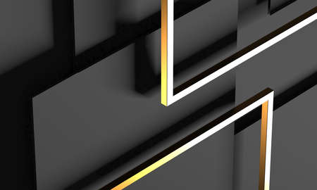 Modern abstract realistic paper with gold lines. Premium gradient geometric elements. 3d renderingの写真素材