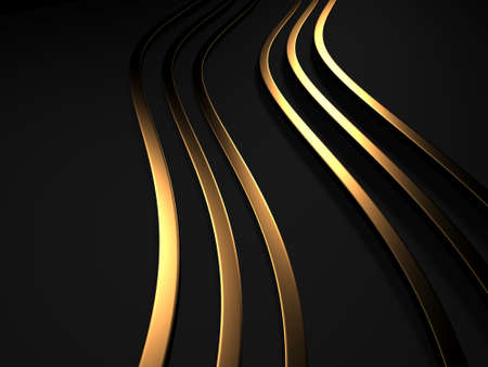 Modern abstract realistic paper with gold lines. Premium gradient geometric elements. 3d renderingの写真素材