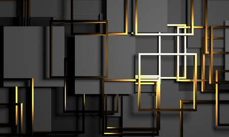 Golden luxury color background. Dark space design. 3d renderingの写真素材