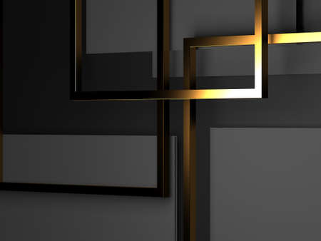 Luxury abstract background. Dark black gold. premium design mock up. 3d rendering