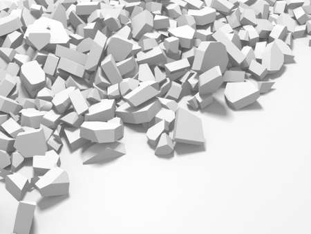 Pile of shattered white stone pieces. 3d renderingの写真素材