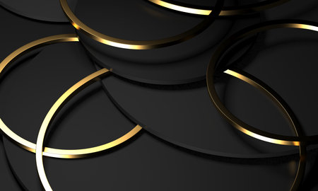 Luxury elegant background with shiny gold circle elements. 3d renderingの写真素材