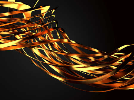 Golden abstract wavy liquid background. 3d rendering illustration