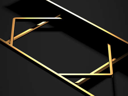 Luxury abstract background. Dark black gold. premium design mock up. 3d renderingの写真素材