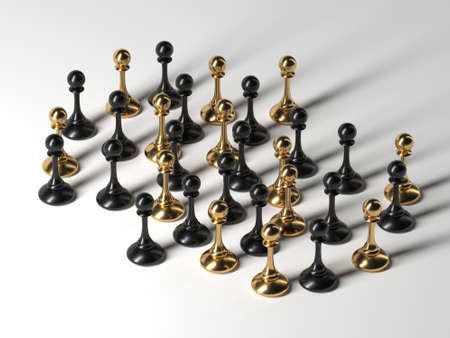 Chess pawns crowd concept background. 3d rendering