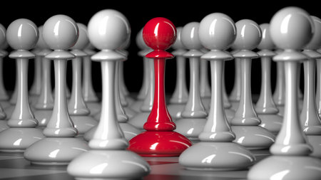 Chess pawn outstanding. leadership concept. competitive advantage. 3d renderingの写真素材