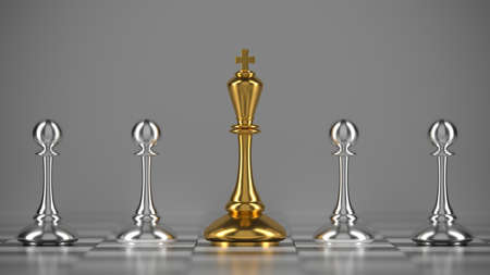 Chess king business concept, leader and success. 3d rendering