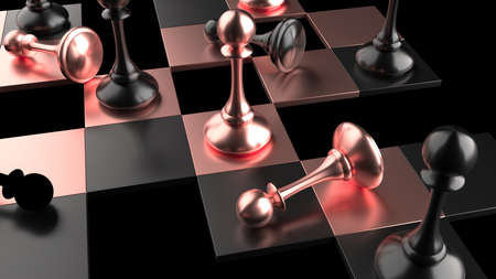 Chess pawns abstract concept background. 3d rendering