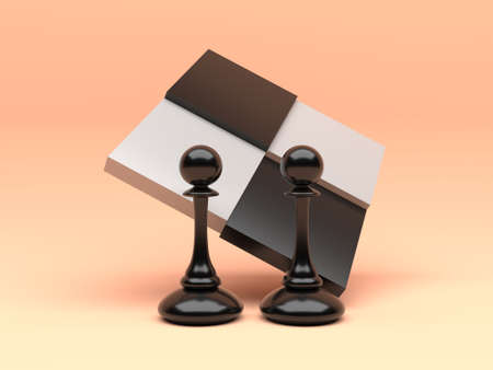 Chess pawns abstract concept background. 3d renderingの写真素材