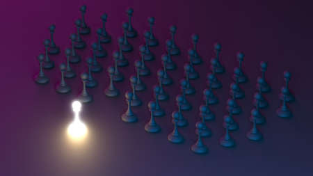 Winning chess pawn concept. Beat Competitors. Think different concept. 3d renderingの写真素材