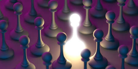 Winning chess pawn concept. Beat Competitors. Think different concept. 3d renderingの写真素材