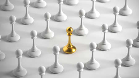 Winning chess pawn concept. Beat Competitors. Think different concept. 3d renderingの写真素材