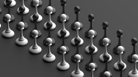 Chess pawns crowd concept background. 3d renderingの写真素材