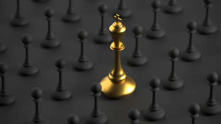Chess king winning business concept of leadership. strategy game. 3d rendering