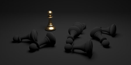 Chess pawn piece outstanding. leadership concept. Unique individuality and standing out of the crowd. 3d renderingの写真素材