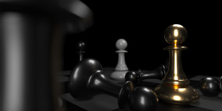 Chess pawn piece outstanding. leadership concept. Unique individuality and standing out of the crowd. 3d renderingの写真素材