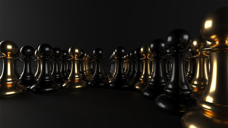 Different chess pieces pawns. concept business background. 3d renderingの写真素材