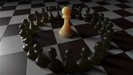 Chess pawn piece outstanding. leadership concept. Unique individuality and standing out of the...