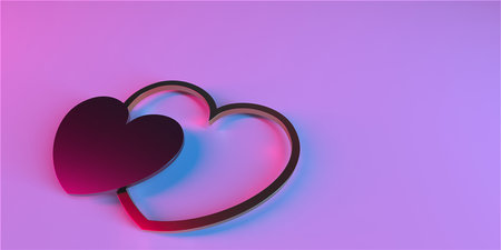 Valentine day design concept. love background. 3D renderingの写真素材