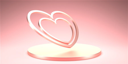 Valentine day design concept. love background. 3D renderingの写真素材