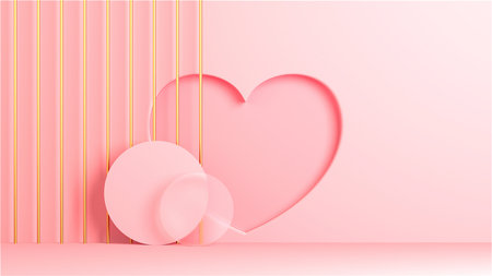 Valentine day design concept. love background. 3D renderingの写真素材