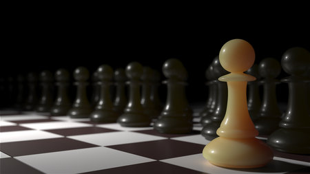 Chess pawn piece outstanding. leadership concept. Unique individuality and standing out of the crowd. 3d renderingの写真素材