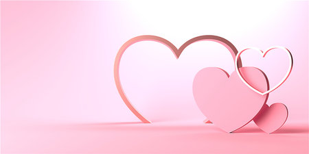 Valentine day design concept. love background. 3D renderingの写真素材