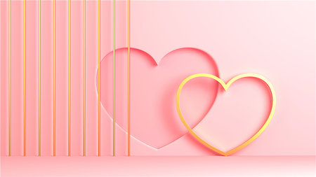 Design mock up background for Valentines day. 3D renderingの写真素材