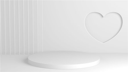 Minimal heart shapes background mock up podium. Pedestal scene with for product platform. 3d renderingの写真素材