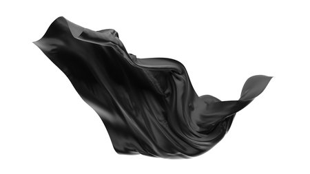 Abstract black flying fabric. design element. 3d renderingの写真素材