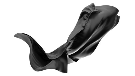 Abstract black flying fabric. design element. 3d renderingの写真素材