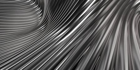 Wavy glossy abstract stripes background. 3d renderingの写真素材