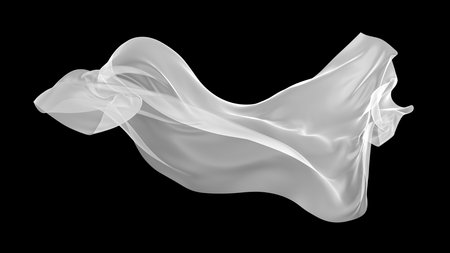 White fabric textile on wind. fabric fluttering. 3d renderingの写真素材