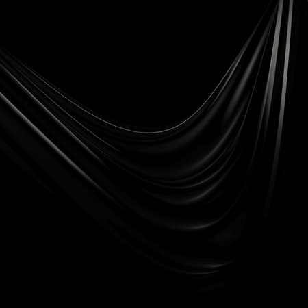 Rippled black silk fabric. design background. 3d renderingの写真素材