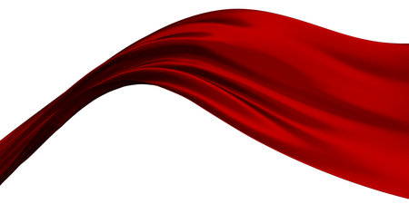 Abstract red cloth falling. Satin fabric flying in the wind. 3d renderingの写真素材
