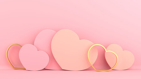 Valentine day design concept. love background. 3D renderingの写真素材