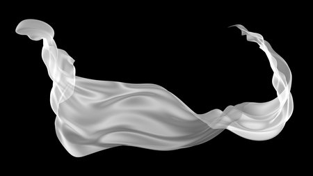 White fabric textile on wind. fabric fluttering. 3d renderingの写真素材