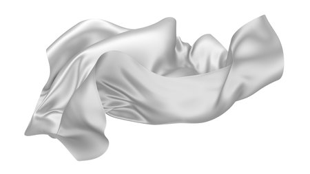 White fabric textile on wind. fabric fluttering. 3d renderingの写真素材
