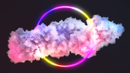 abstract cloud background. Soft fluffy clear white clouds. 3d renderingの写真素材