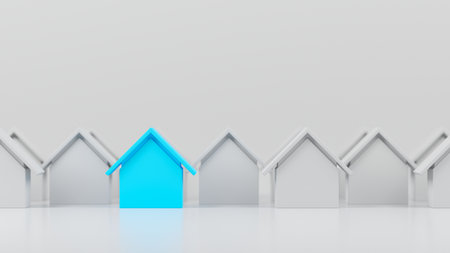 housing concept. Unique building stands out from others. 3d renderingの写真素材