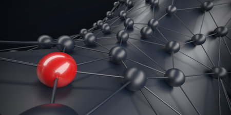 Concept Individual sphere in network. Teamwork and leader. 3d renderingの写真素材