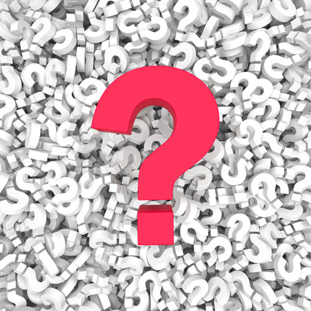 Question mark heap. Promlem solution concept. FAQ background. Many queries and doubts.3d rendering